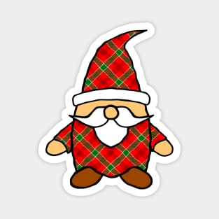 Cute Cartoon Gnome Red Green Plaid Pattern Magnet