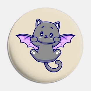 Cute Cat Bat Flying Cartoon Pin