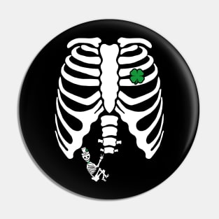 Skeleton Clover Heart Rib Cage X-Ray St Patricks Day Pregnancy Pin