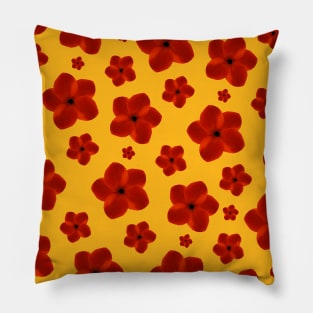 Boho Red Flower Pattern Pillow