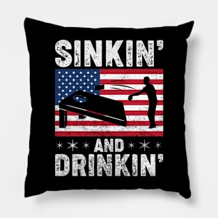 Funny Cornhole Player USA Sinkin' And Drinkin' Pillow