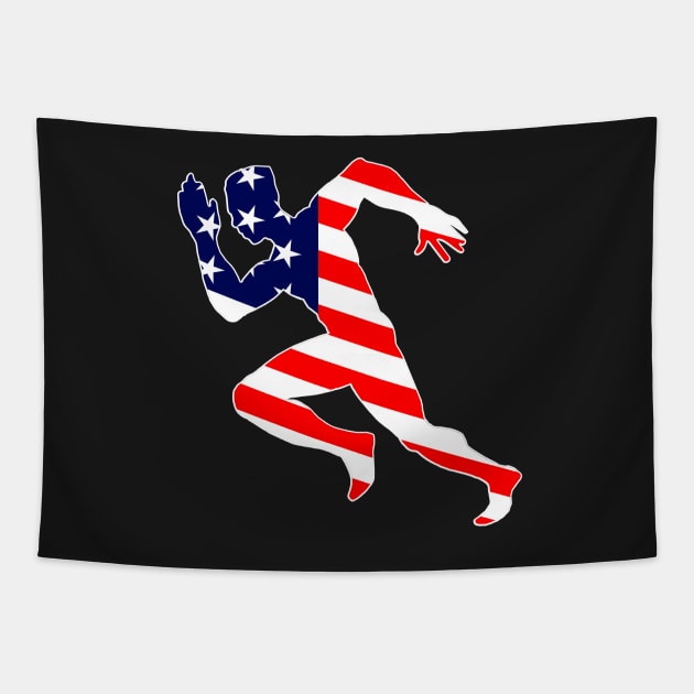 TRACK & FIELD: Track and Field US Flag 4th July Tapestry by woormle