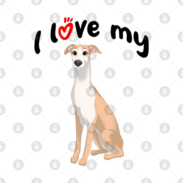 I Love My Fawn & White Whippet Dog by millersye