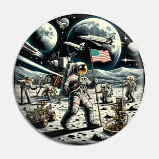 Moon Conquest: Retro Space Race Adventure Pin