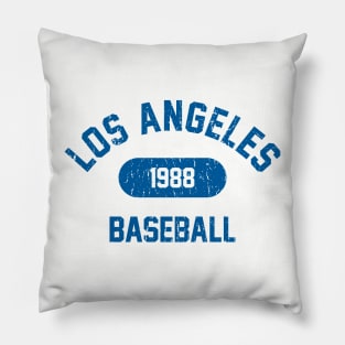 Retro 1988 Los Angeles Baseball Distressed Varsity Logo (Blue) Pillow