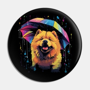 Chow Chow Rainy Day With Umbrella Pin
