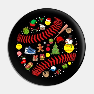 Funny Merry Christmas Softball Pin