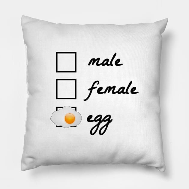 Male, female, egg! The egg became famous in 2019. Politically correct, gender-neutral design. Gift idea for nerds, geeks and reddit readers. Pillow by Qwerdenker Music Merch