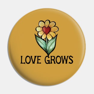 Love Grows Heart Flower Pin