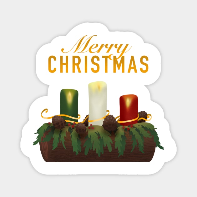 Merry Christmas xmas candles Magnet by SosiCreatesArt