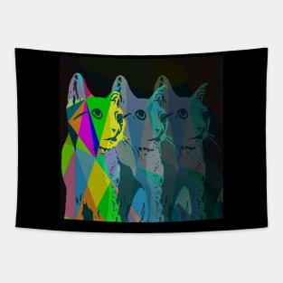 Cat Geometric that has been sketched and then made a low poly detail Tapestry