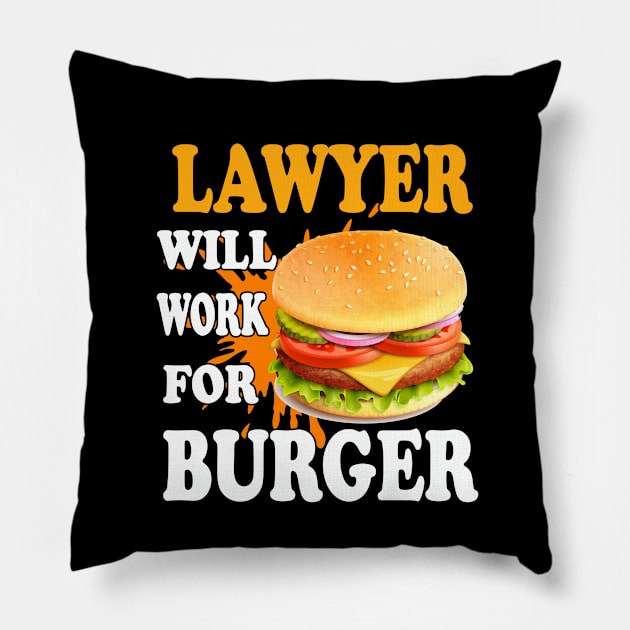 Lawyer Will Work for Burger Pillow by Emma-shopping