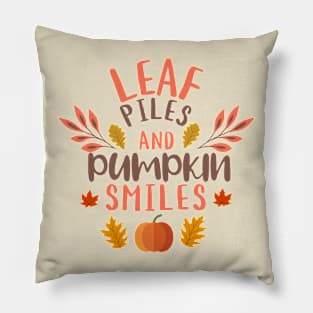 Leaf Piles and Pumpkins Smiles Pillow