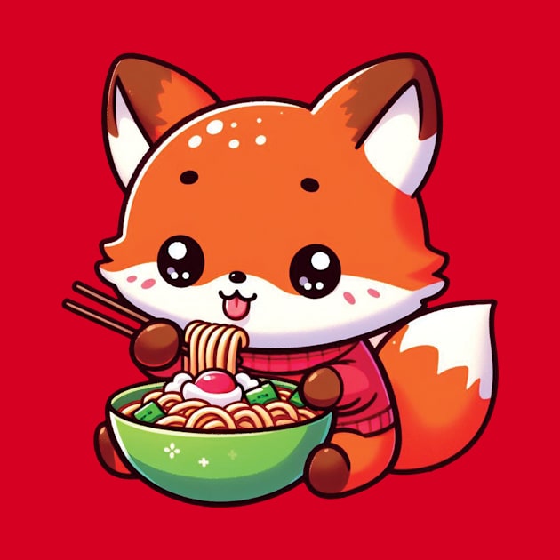 Fox eating ramen by blue-koala