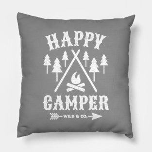 Happy Camper (White) Pillow