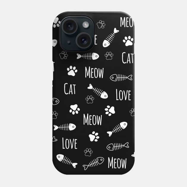 Love Cat Meow Pattern Phone Case by KA Creative Design