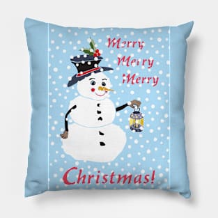 Snowman Christmas Greeting Card Pillow