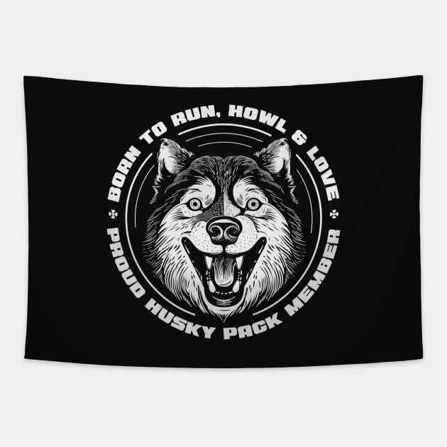 Proud Husky Pack Member Cool Print Tapestry by Space Surfer 