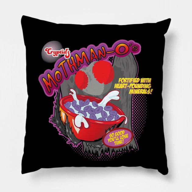 Funny Mothman Shirt Mothman Cereal Mashup Funny Design Pillow by Get Hopped Apparel