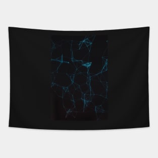 Abstract Blue Lines Resembling Star Constellation on Black Background Tapestry