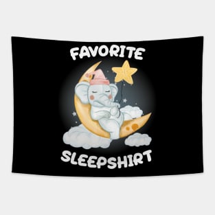 Cute Little Elephant Sleeping on the Moon Nap Favorite Sleep time Pajama Tapestry