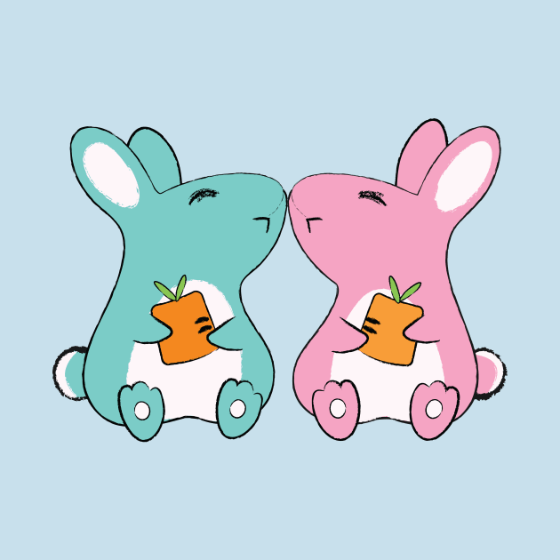 Happy Twin Bunnies by Anicue