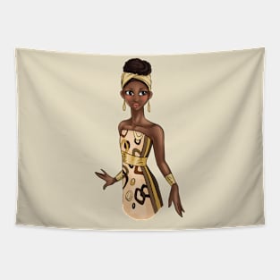 Black is Beautiful - Zambia Melanin Girl in traditional outfit Tapestry