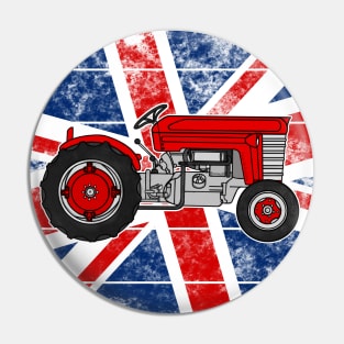 Vintage Tractor UK Flag Farmer British Farming Great Britain Pin