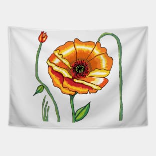 poppies, orange flower, oil painting Tapestry