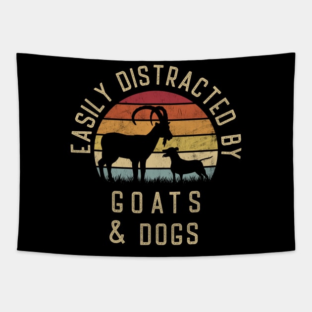 Easily distracted by Goats and dogs I like heart Goat dog Tapestry by sports_hobbies_apparel