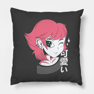 Kawaii Anime Girl Wink Pillow