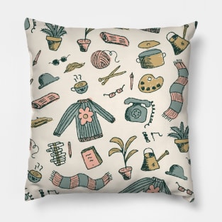 All things stay home vintage pattern for the modern craft lover Pillow