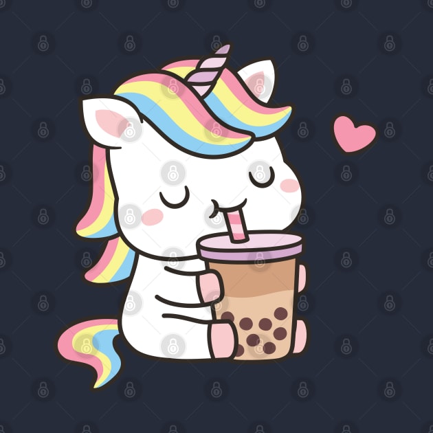 Cute Unicorn Loves Boba Tea by rustydoodle
