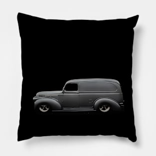 1941 Slammed Chevy Panel - black Pillow