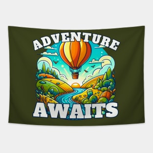 Adventure Awaits Hot Air Balloon Tapestry