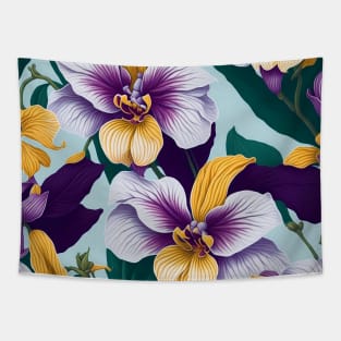 Purple gold orchids artwork Tapestry