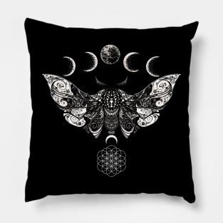 Luna moth and moon phases Pillow