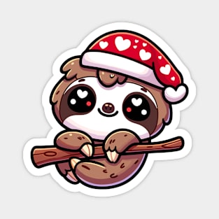 Cute Kawaii Valentine's Sloth with a Hearts Hat Magnet