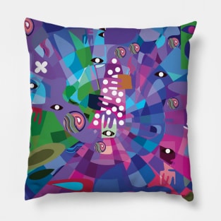 abstract digital geometrical work of hands and eyes Pillow