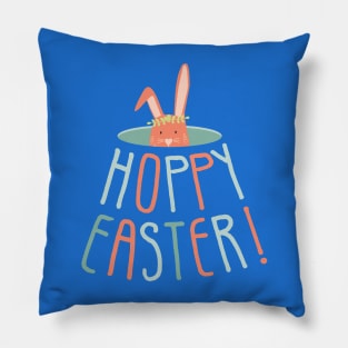 Funny Hoppy Easter Bunny Pun With Cute Colorful Cartoon Pillow