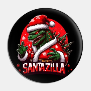 Funny Santazilla Christmas Pin