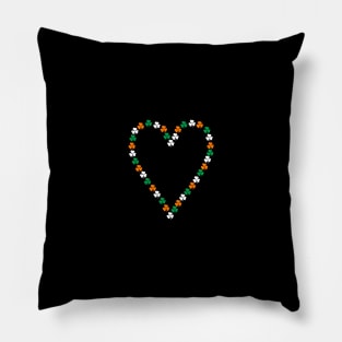 St Patricks Day Small Shamrock Heart Green White Orange Pillow