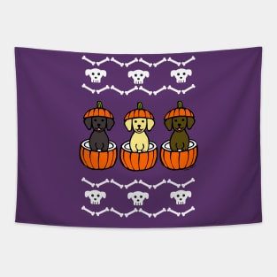 Happy Halloween Labrador Puppies Tapestry