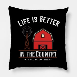 Life is Better in the Country Barn and Windmill Pillow