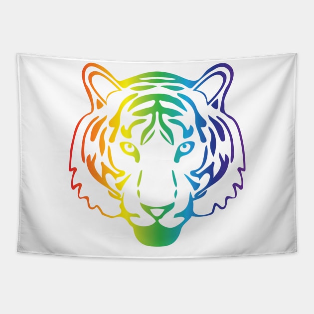 Rainbow tiger head Tapestry by grafart