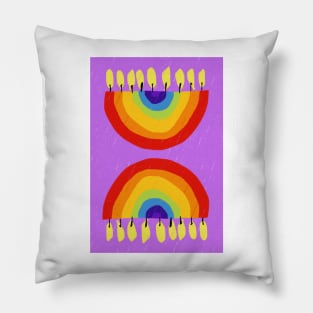 Rainbow Chanukiah Lilac Print Pillow