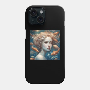 Young Woman Portrait Underwater with Sea Wildlife Phone Case