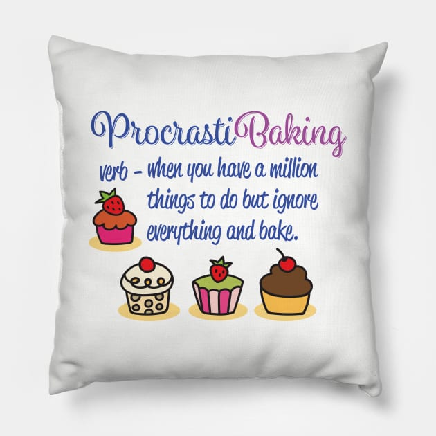 Baking - Procrastibaking Verb Pillow by Kudostees