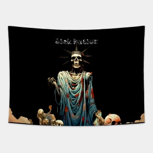 America: A Sick Nation on a dark (Knocked Out) background Tapestry