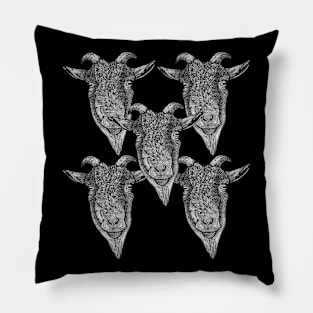 Satanic black and white goats Pillow